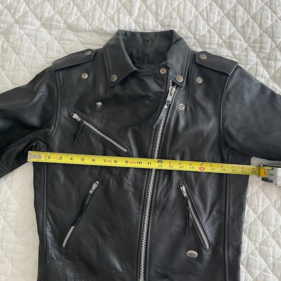 Harley Davidson Black Leather Biker Moto Jacket Coat Women's Small - Picture 4 of 7